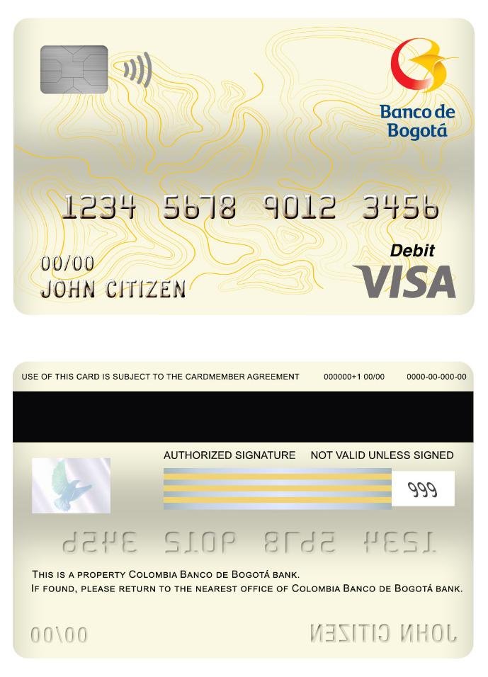 Colombia Banco de Bogota bank visa card